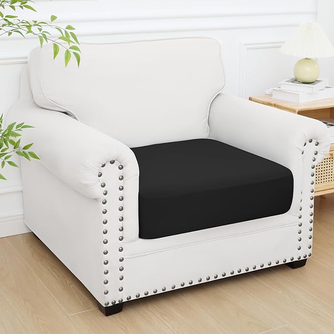 Smiry Printed Couch Cushion Covers, Stretch Soft Couch Covers for Sofa, Washable Non-Slip Sofa Slipcover Furniture Protector for Indoor and Outdoor (1 Pack, Black)