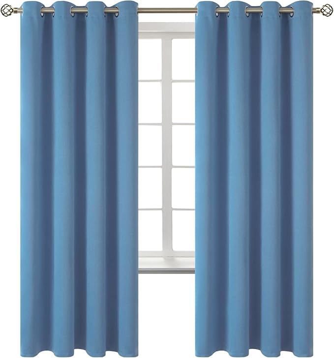 BGment Blackout Curtains for Bedroom - Grommet Thermal Insulated Room Darkening Curtains for Living Room, Set of 2 Panels (52 x 72 Inch, Faded Denim)