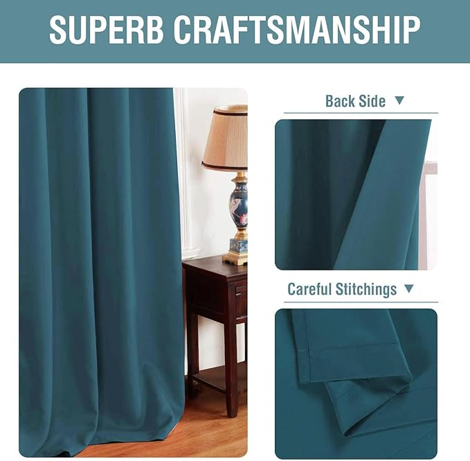 H.VERSAILTEX Blackout Curtain for Living Room Thermal Insulated Window Treatment Curtain 54 inch Length Energy Saving Solid Grommet Top Blackout Drape, One Panel, Dark Teal, 52" W x 54" L