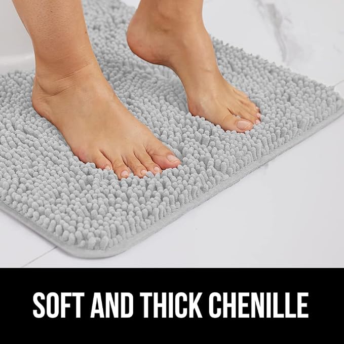 Bath Rugs, 54x24 Chenille Bath Mat with Quick-Dry Microfiber