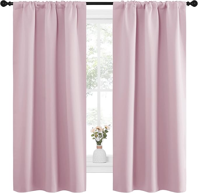 NICETOWN Bedroom Curtains, Room Darkening Draperies Window Curtain Panels, Thermal Insulated Room Darkening Curtains (Lavender Pink, 2 Panels, W34 x L63)