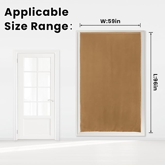 Self Adhesive Curtains, Stick Curtain Blackout Shades Window Cover Curtains for Living Room No Drilling, 59" W X 96" L, Brown, 1 Panel