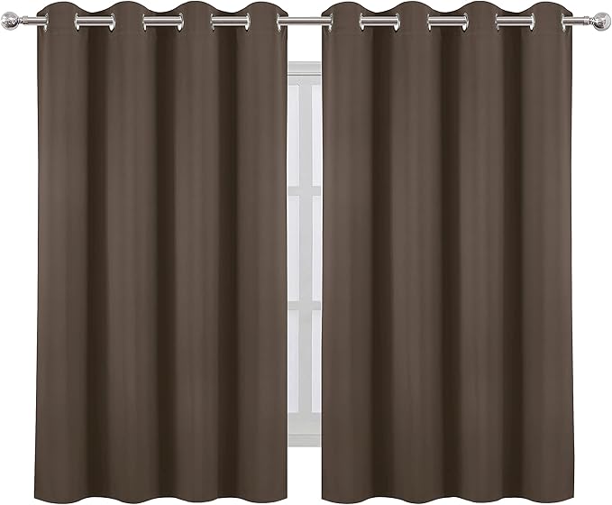 LEMOMO Chocolate Brown Thermal Blackout Curtains/52 x 54 Inch/Set of 2 Panels Room Darkening Curtains for Bedroom