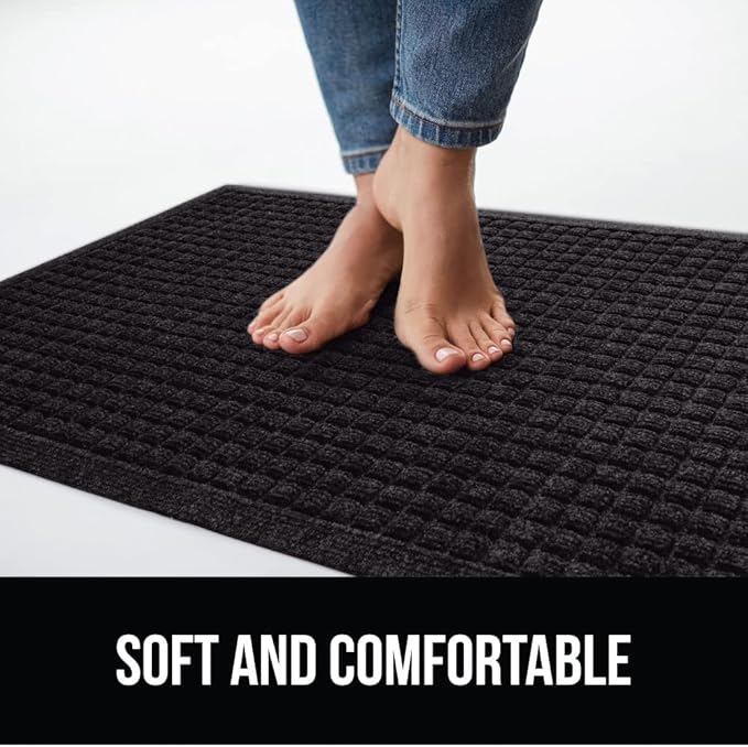 GORILLA GRIP® Ultra Absorbent Front Door Mat Outside Entrance 72x24, Traps Dirt and Moisture, HydroABSORB Indoor Outdoor Doormat Holds Up to 2.75 Cups Water, Stain and Fade Resistant Welcome Mat Black
