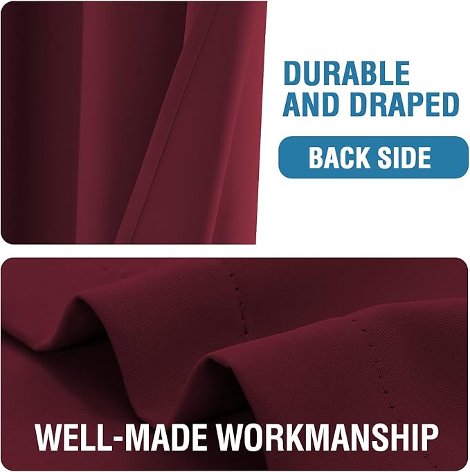 H.VERSAILTEX Christmas Doorway Curtain Blackout Door Curtain Room Divider Window Treatment Curtain for Bedroom Thermal Insulated Privacy Drape Soundproof Grommet, 42 x 80 inches, 1 Panel, Burgundy