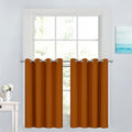 Yakamok 36 Inch Curtains Blackout Window Curtains for Kitchen, Grommet Room Darkening Thermal Insulated Sunlight Block Drapes for Living Room, W 52 x L 36, Burnt Orange, 2 Panels