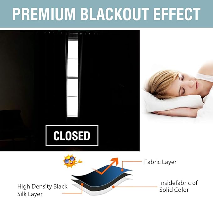 H.VERSAILTEX Blackout Curtain for Living Room Thermal Insulated Window Treatment Curtain Extra Long 96 inch Length Energy Saving Solid Grommet Top Blackout Drape, One Panel, Stone, 52" W x 96" L