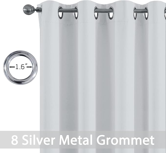 Yakamok Blackout Thermal Insulated Window Curtain Valance for Living Room Bedroom Set of 2 Panels,Greyish White,52" Wide x 45" Long