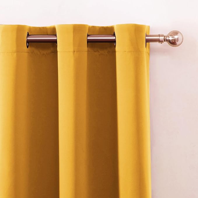 LEMOMO Blackout Curtains 66 x 72 Inch Long Yellow Curtains Set of 2 Panels Room Darkening Curtains for Bedroom and Living Room