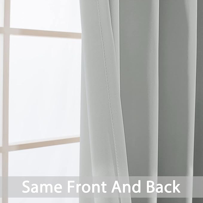 Yakamok Blackout Curtains Room Darkening Thermal Insulated Window Panels,Solid Grommet Top Drapes for Bedroom/Living Room(62Wx84L, Light Grey, 2 Panels)