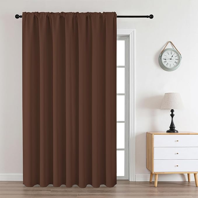 CUCRAF Custom Blackout Curtains for Bedroom Living Room, Rod Pocket Room Darkening Curtain Thermal Insulated Light Blocking Window Drapes 1 Panel (Custom Size, Brown)