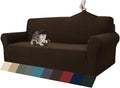 ZNSAYOTX 1 Piece Jacquard Couch Covers for 3 Cushion Couch High Stretch Sofa Cover for Pets Dogs Anti Slip Extra Large Sofa Slipcovers Furniture Protector (XL Sofa, Dark Coffee)