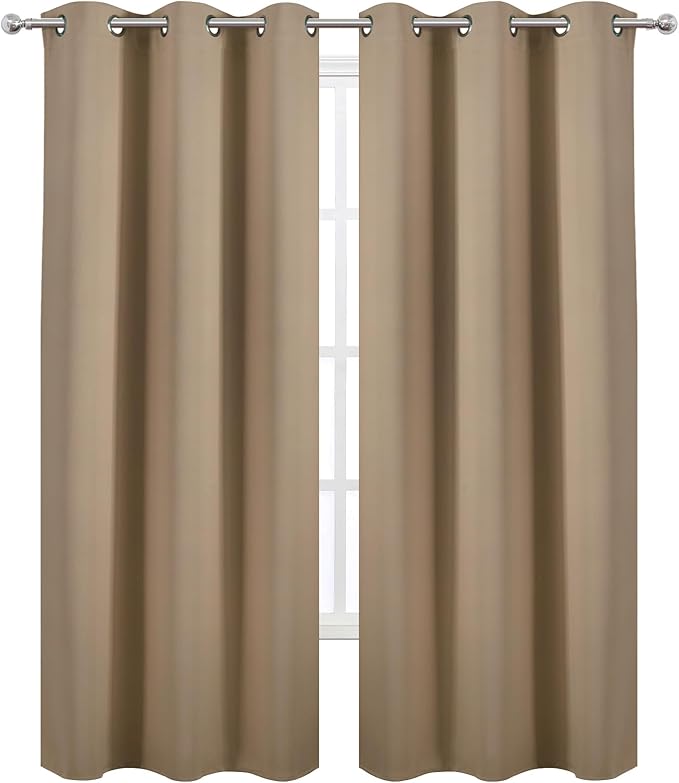 LEMOMO Natural Thermal Blackout Curtains/38 x 84 Inch/Set of 2 Panels Room Darkening Curtains for Bedroom
