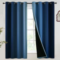 SimpleHome Blue and Greyish White Blackout Curtains for Bedroom 63 Inches Long, Room Darkening Grommet Curtains for Living Room,Thermal Insulated Ombre Drapes,2 Panels, 52x63 inches Length