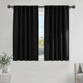 PONY DANCE Blackout Window Curtains - Insulating Against Drafts Drapes Noise Reducing Thermal Insulated Back Tab/Rod Pocket Draperies, 52 x 45-inch Long, Black, Double Panels