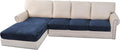 H.VERSAILTEX Velvet Stretch Sectional Couch Covers 4 Pieces Sofa Seat Cushion Covers L Shape Separate Cushion Couch Chaise Cover for Both Left/Right Couch (Large Sofa 3 Seater + 1 Chaise, Navy)