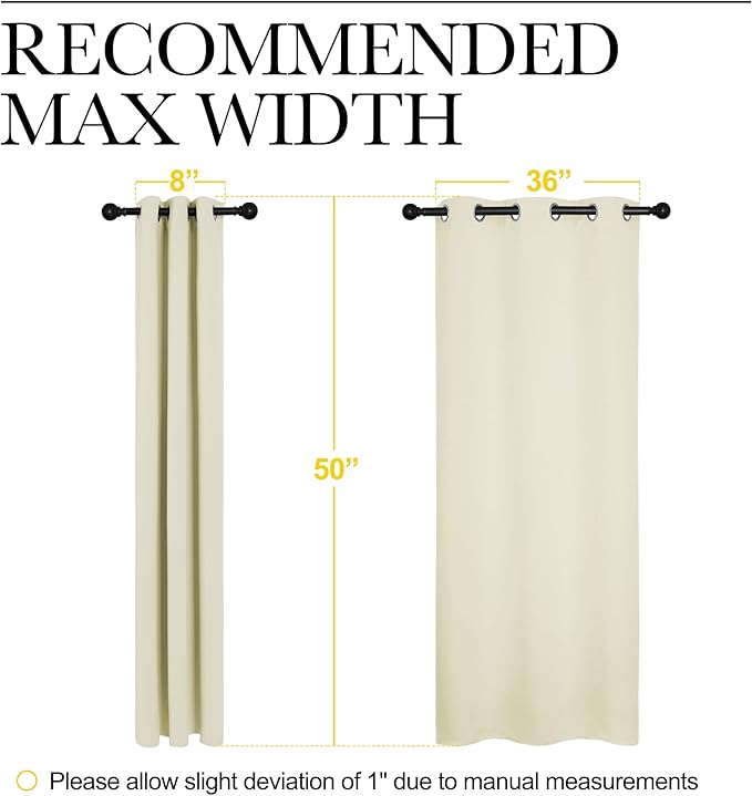 NICETOWN Kitchen Curtains for Decoration, Thermal Insulated Grommet Room Darkening Draperies/Panels for Laundry (Beige, 2 Panels, W42 x L50 inches)