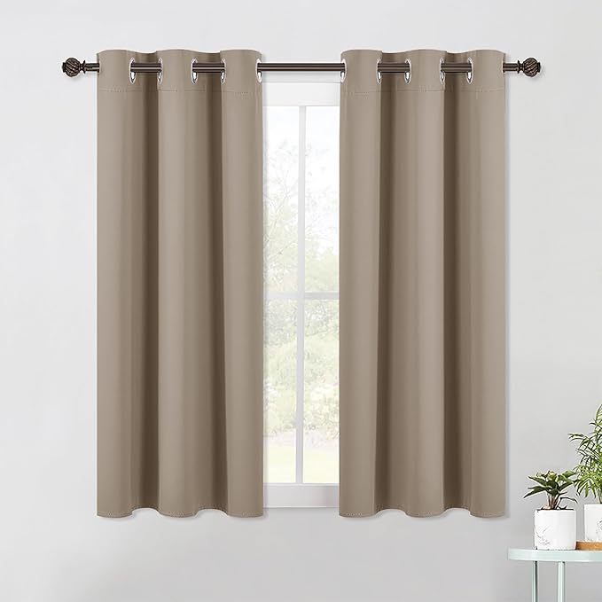 NICETOWN Blackout Curtain Panels for Bedroom, 2 Panels, W42 x L60 inches, Taupe, Thermal Insulated Grommet Top Blackout Draperies and Drapes