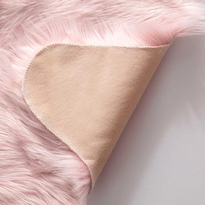MIULEE Luxury Super Soft Fluffy Area Rug Faux Fur Sheepskin Rug Decorative Plush Shaggy Carpet for Bedside Sofa Floor Nursery 3 x 5 Feet, Pink