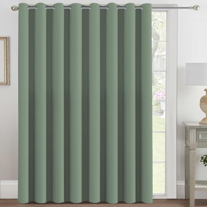 H.VERSAILTEX Blackout Patio Curtains 100 x 96 Inches for Sliding Door Extral Wide Blackout Curtain Panels Thermal Insulated Room Divider - Grommet Top, 8' Tall by 8.5' Wide - Green Bay
