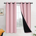 Yakamok Full Blackout Curtains 63 Inches Long,Blackout Curtain Panels for Bedroom, 2 Thick Layers Grommet Top Thermal Insulated Drapes with Black Liner for Living Room(Pink, Set of 2)
