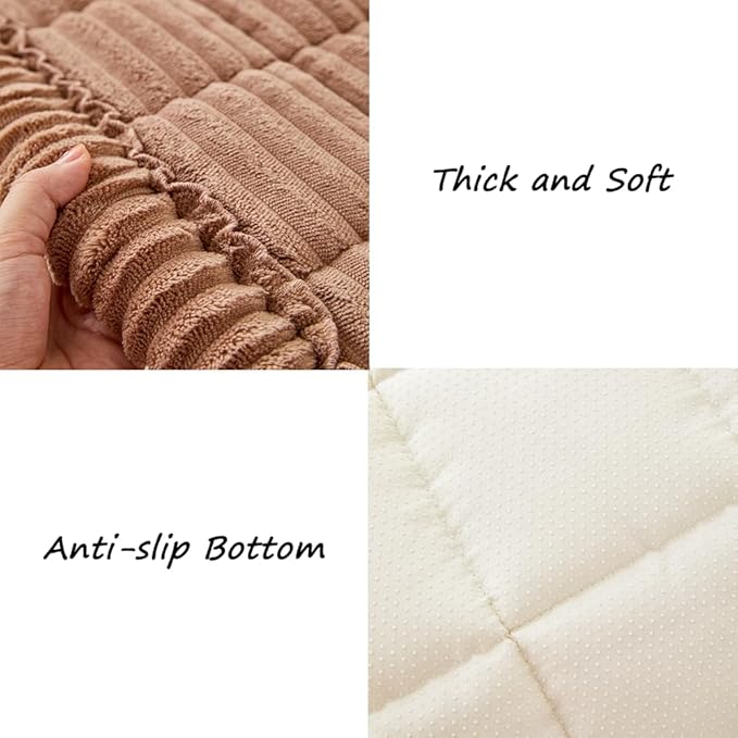 Couch Cover for Dogs Washable, Fuzzy Pet Couch Covers for 3 Cushion Sofa Pet Friendly, Non Slip Sofa Cover (Dark Brown, 27.6" x 27.6"/70 x 70cm 2 PCS)