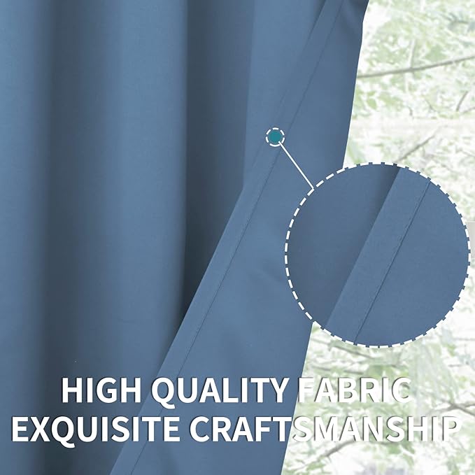 BGment Blackout Curtains for Bedroom - Grommet Thermal Insulated Room Darkening Curtains for Living Room, Set of 2 Panels (38 x 63 Inch, Faded Denim)