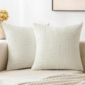MIULEE White Decorative Throw Pillow Covers 18x18 Inch for Couch Bed Sofa Pack of 2 Boho Farmhouse Throw Pillows Soft Cross Corduroy Patchwork Textured Cushion Cases