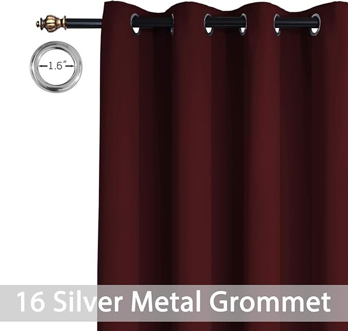 Yakamok Extra Wide Blackout Curtain for Sliding Glass Door, Grommet Thermal Insulated Room Divider Curtain 100W x 84L inch, Room Darkening Patio Curtain,8.3ft Wide x 7ft Tall, 1 Panel,Burgundy Red