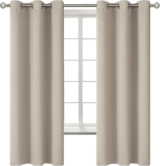 BGment Room Darkening Curtains 63 Inches Long - Grommet Thermal Insulated Drapes Window Treatment Curtains for Bedroom, 2 Panels, 38 x 63 Inch, Camel