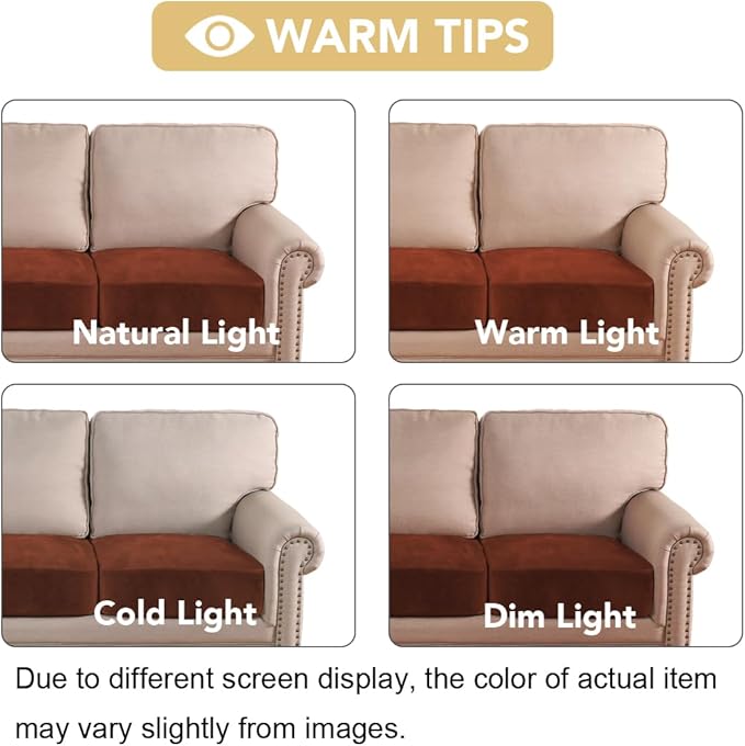 H.VERSAILTEX Velvet Stretch Couch Cushion Cover Plush Cushion Slipcover for Chair Loveseat Sofa Cushion Furniture Protector Seat Cushion Sofa Cover (3 Piece XL Sofa Cushion Covers, Rust)