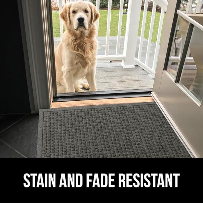 GORILLA GRIP® Ultra Absorbent Front Door Mat Outside Entrance, 35x23, Traps Dirt and Moisture, HydroABSORB Indoor Outdoor Doormat Holds Up to 5.7 Cups Water, Stain and Fade Resistant Welcome Mat, Grey