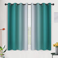 SimpleHome Ombre Room Darkening Curtains 54 inches Length for Bedroom,Grommet Gradient Light Blocking Teal Gradient Window Curtains for Living Room,2 Panels, 52x54 inches