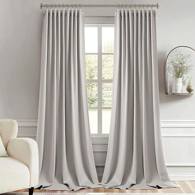 MIULEE Stone Back Tab Blackout Curtains 120 Inch Long 2 Panels Set for Bedroom, Rod Pocket/Pinch Pleated Extra Long Thermal Insulated Living Room Darkening Light Blocking 10FT Drapes