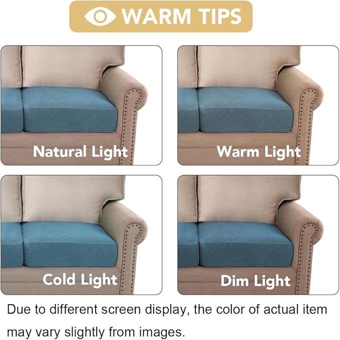 H.VERSAILTEX Super Stretch Individual Seat Cushion Covers - Sofa & Couch Cushion Slipcover Sets - Thick Jacquard Textured Twill Fabric (2 Piece Large, Dusty Blue)