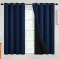 SimpleHome 100% Blackout Curtains for Bedroom,Thermal Insulated Navy Blue Grommet Window Drapes Room Darkening Curtains for Living Room with Black Back,52 x 54 Inch,2 Panels