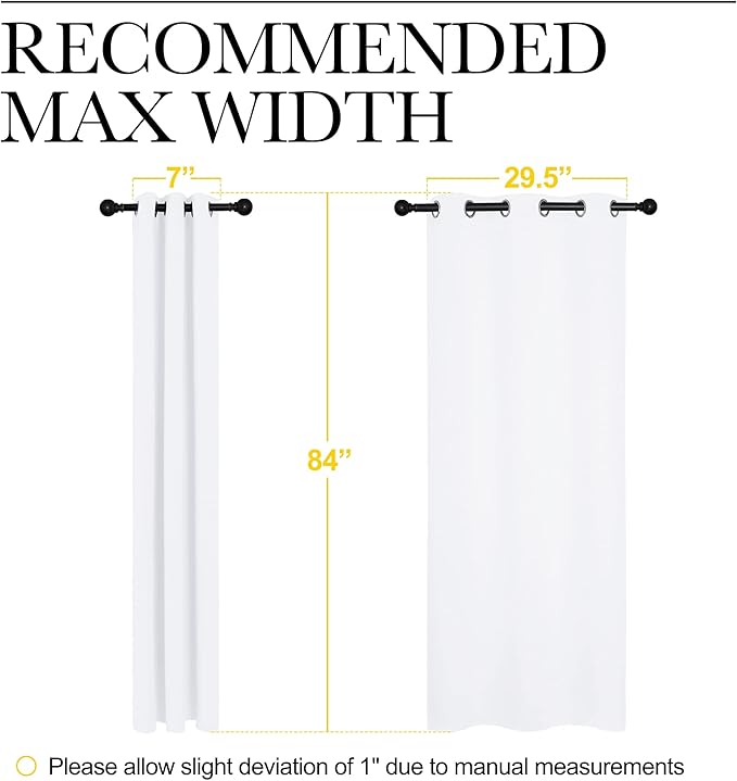NICETOWN 50% Light Blocking Curtain Panels for Bedroom, Home Decoration Easy-Care Solid Grommet Draperies/Drapes, Window Covering for Kitchen (2 Panels, 34 by 84, White)