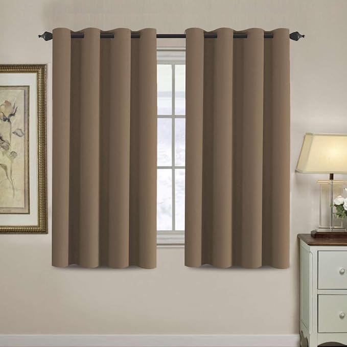 H.VERSAILTEX Blackout Curtain for Living Room Thermal Insulated Window Treatment Curtain 54 inch Length Energy Saving Solid Grommet Top Blackout Drape, One Panel, Macchiato, 52" W x 54" L