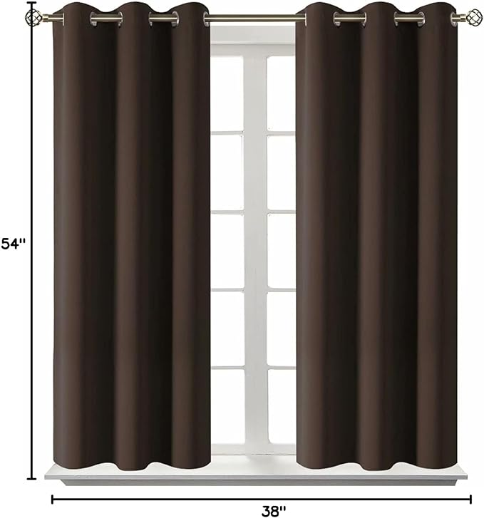 BGment Blackout Curtains for Living Room - Grommet Thermal Insulated Room Darkening Curtains for Bedroom, Set of 2 Panels (38 x 54 Inch, Brown)