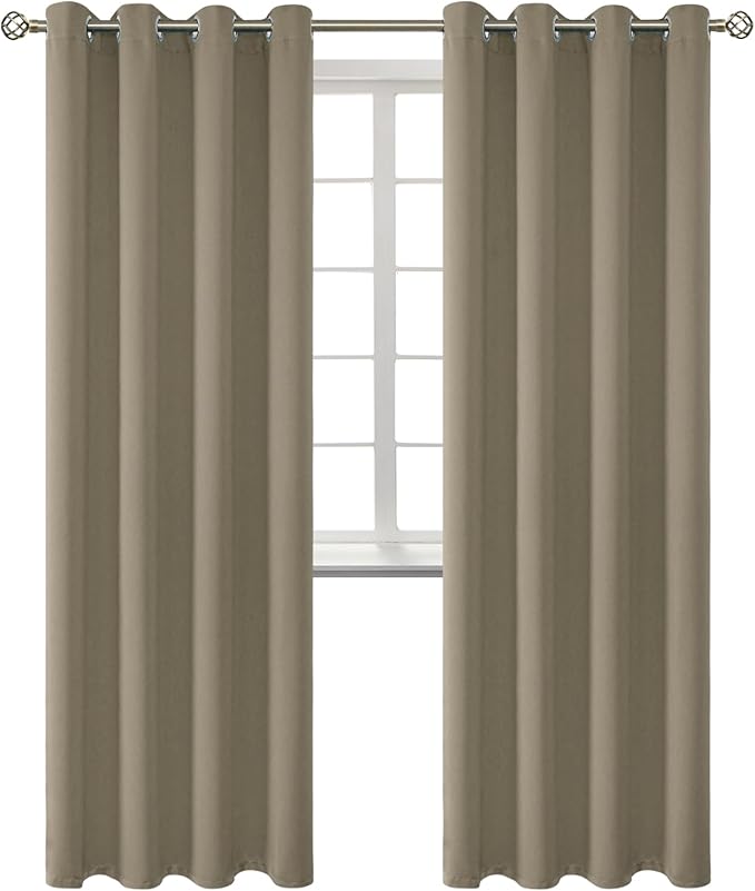 BGment Room Darkening Curtains 84 Inches Long - Grommet Thermal Insulated Drapes Window Treatment Curtains for Bedroom, 2 Panels, 52 x 84 Inch, Cocoa