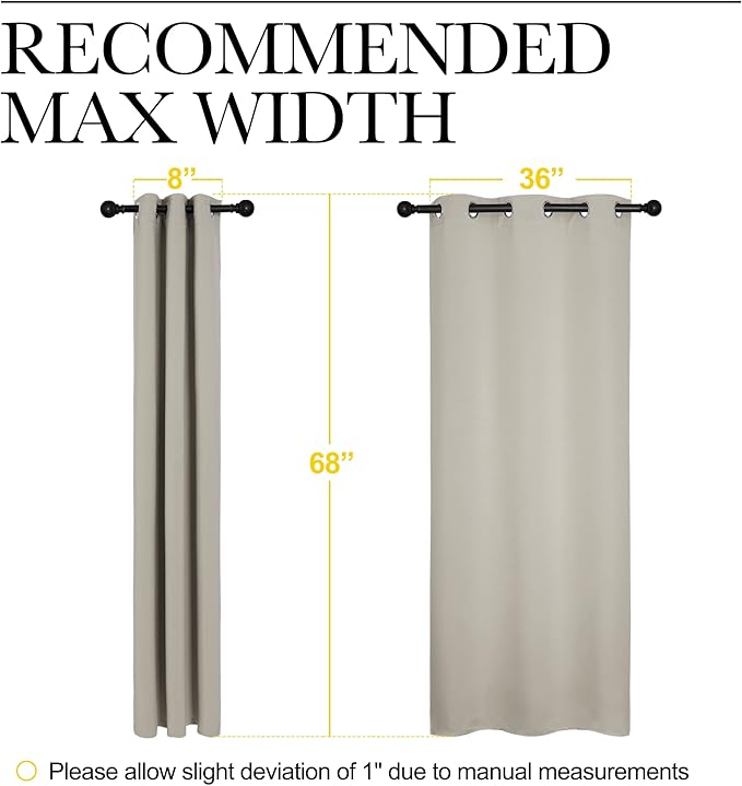 NICETOWN Kitchen Curtains for Decoration, Thermal Insulated Grommet Room Darkening Draperies/Panels for Laundry (Natural, 2 Panels, W42 x L68 inches)