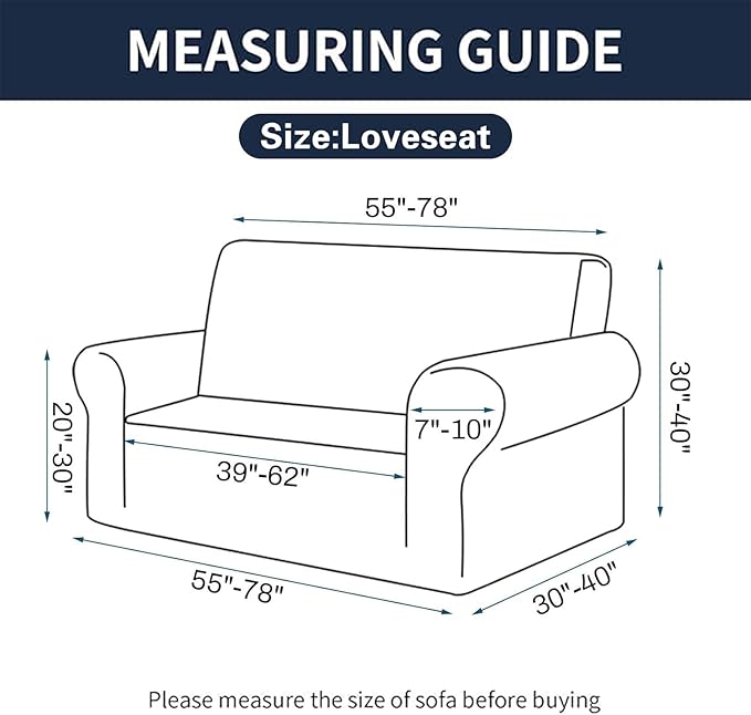 Cupuamon 2026 New Stretch Loveseat Sofa Slipcovers Couch Cover for 2 Cushion Furniture Protector Sofa Covers with Elastic Bottom Jacquard Fabric Small Checks for Pets, Kids - Charcoal