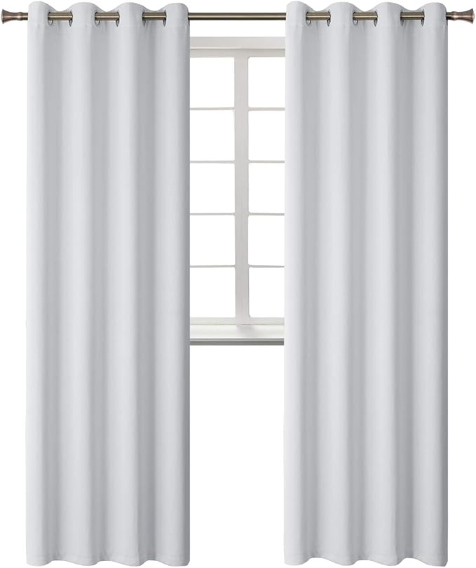 BGment Blackout Curtains - Grommet Thermal Insulated Room Darkening Bedroom and Living Room Curtains, Set of 2 Panels (52 x 108 Inch, Greyish White)