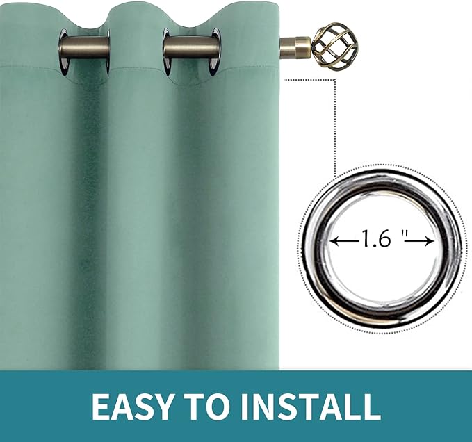 BGment Blackout Curtains - Grommet Thermal Insulated Room Darkening Bedroom and Living Room Curtains, Set of 2 Panels (38 x 45 Inch, Frosty Green)