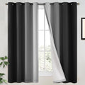 Yakamok 100% Blackout Curtains 63 Inch Length 2 Layers,Black Curtains for Bedroom Ombre Room Darkening Grommet Gradient Drapes,Light Blocking Thermal Insulated Window Curtains for Living Room