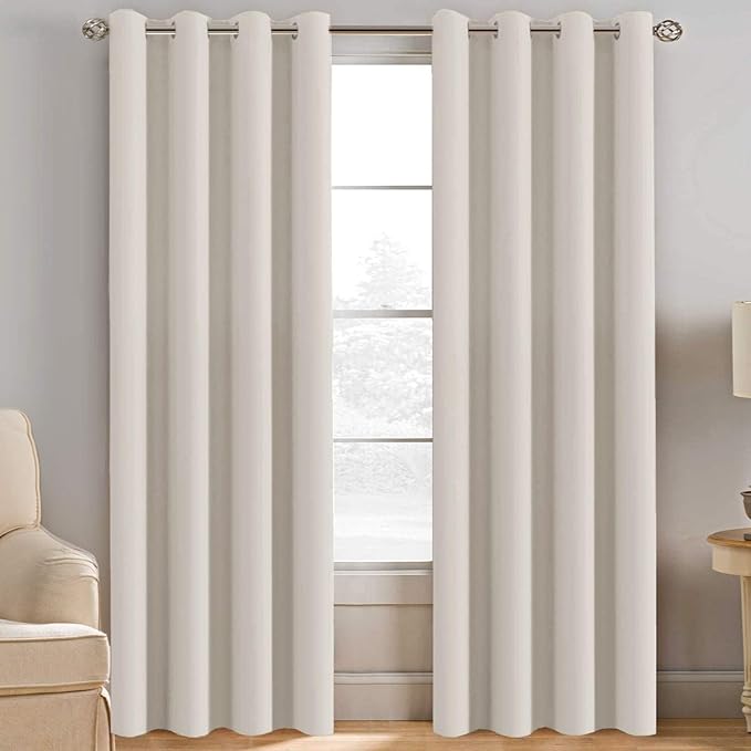 H.VERSAILTEX Light Blocking Curtain for Living Room Thermal Insulated Window Treatment Panel/Drape for Dining Room, Elegant Soft Curtain for Bedroom Grommet Top One Panel (Ivory - 52x90 Inches)