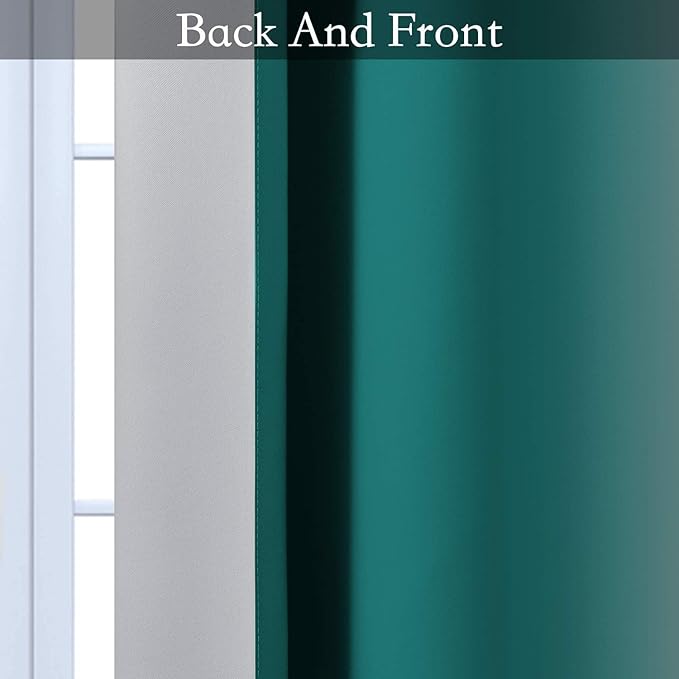 SimpleHome Ombre Room Darkening Curtains 45 inches Length for Bedroom,Grommet Gradient Light Blocking Teal Gradient Window Curtains for Living Room,2 Panels, 52x45 inches