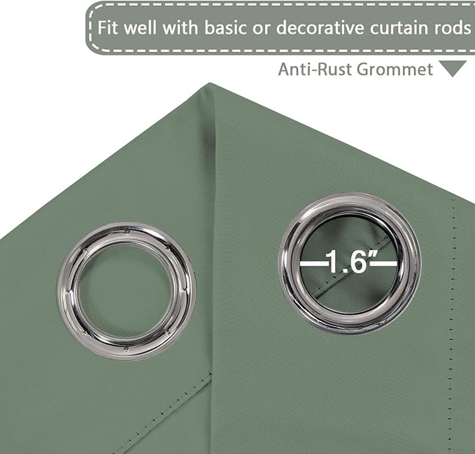 H.VERSAILTEX Blackout Patio Curtains 100 x 96 Inches for Sliding Door Extral Wide Blackout Curtain Panels Thermal Insulated Room Divider - Grommet Top, 8' Tall by 8.5' Wide - Green Bay