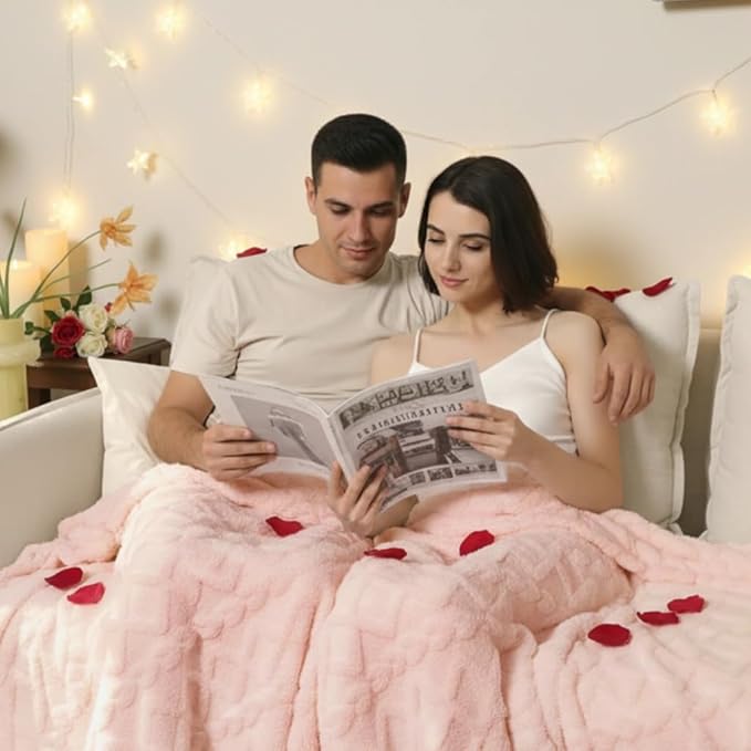 Aganear Twin Blanket - 3D Stylish Design, Lightweight Blanket Super Soft, Warm, Decorative Present for All Seasons, Portable Throw Blankets for Couch, Sofa, Bed, Car(60"×80", Pink)