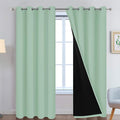 Yakamok Sage 100% Blackout Curtains, Total Blackout Lined Curtain Panels for Bedroom, 2 Thick Layers Grommet Top Thermal Insulated Blackout Drapes for Living Room(52Wx96L, Light Sage, 2 Panels)